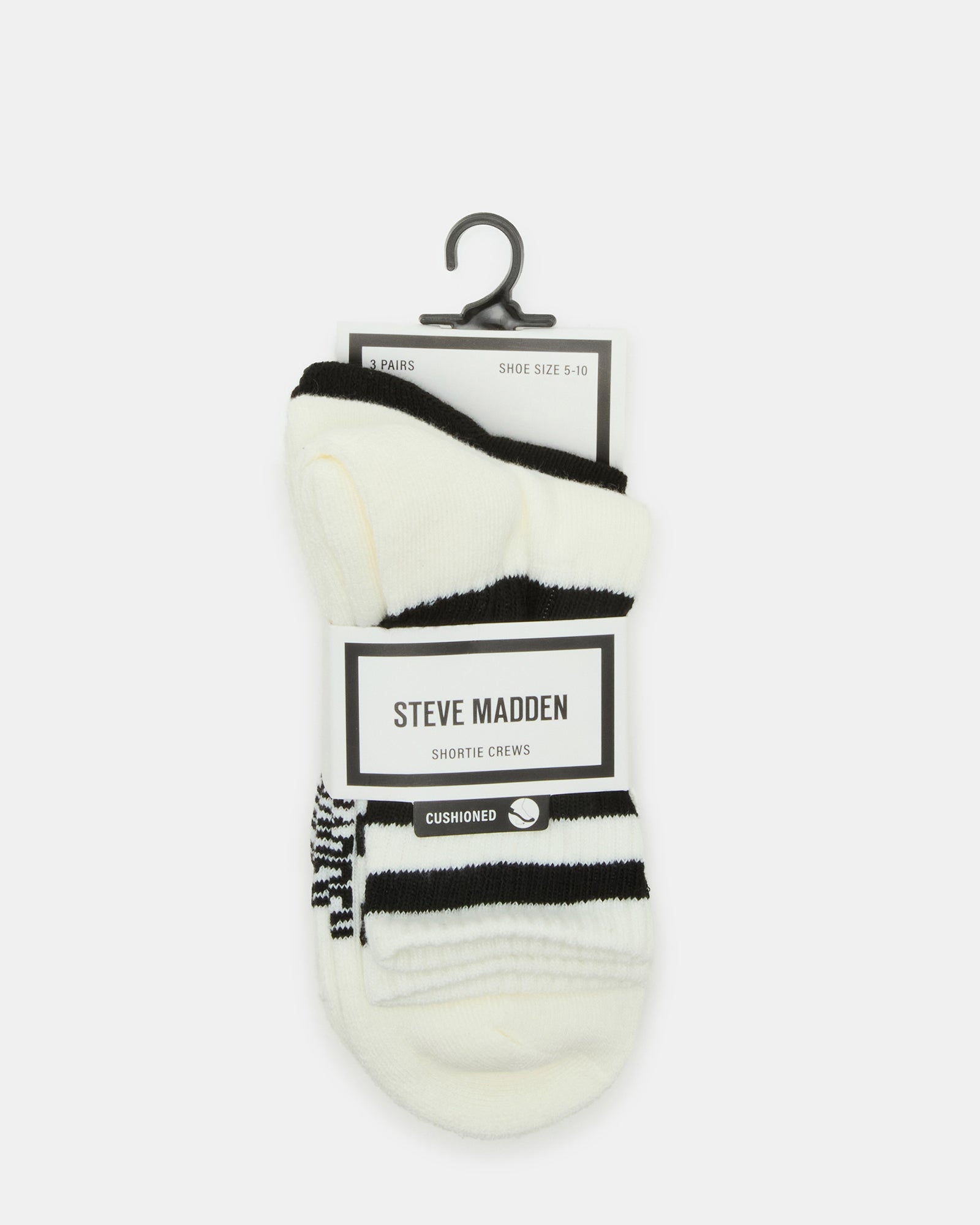 3 PACK STRIPED CREW SOCKS IVORY